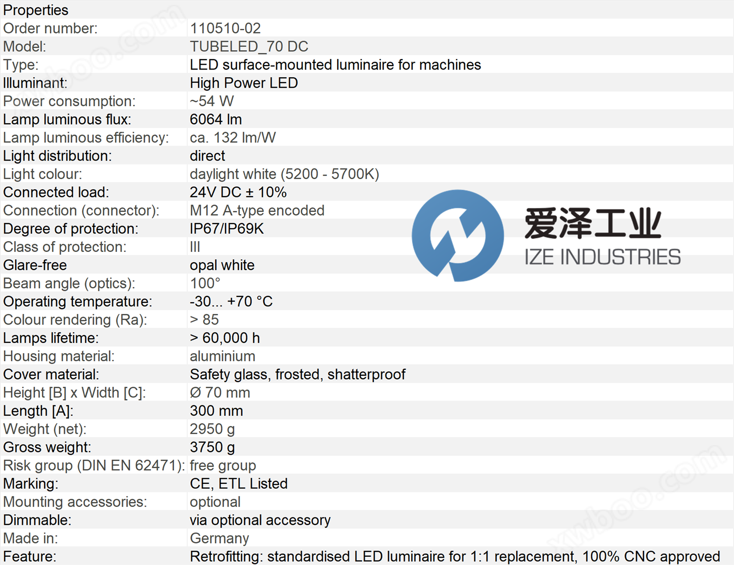 <strong>LED2WORK灯管110510-02</strong> 爱泽工业 izeindustries.png